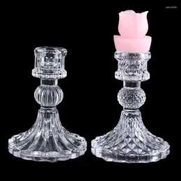 Candle Holders 2pcs Glass Wedding Candlestick Fine Transparent Crystal Stand Dining Home Decoration