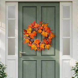 Decorative Flowers Halloween Decoration Vibrant Wreath Realistic Non-fading Front Door Garland With Easy Maintenance A