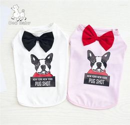 Dog Apparel Pet Clothes Summer Vest For Dogs Cats Puppy Small Clothing Bow Tie Printing Chaleco Perro