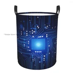 Laundry Bags Folding Basket Circuit Board Texture Dirty Clothes Storage Bucket Wardrobe Clothing Organiser Hamper