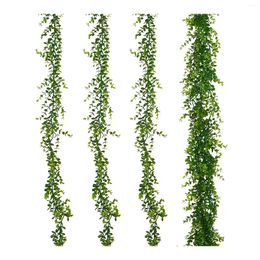 Decorative Flowers 6Ft 3 Pack Artificial Garland Greenery Faux Vines Garlands Green Hanging Leaves Wedding
