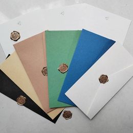 Gift Wrap 50pcs Envelope Small Business Supplies 200g Paper Kraft 22x11cm Postcard Giftbox Message Packaging Invitation Wedding Stationery