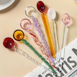 Coffee Scoops 1pc Crystal Spoon Glass Tea Creative Spoons Dessert Cake Tableware Milk Stirring Kitchen Dinnerware