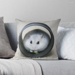 Pillow Cute White Hamster In Wheel.Throw Christmas Pillowcase Ornamental