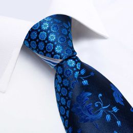 Neck Tie Set Mens Tie Handkerchief Cuffink Necktie Set Jacquard Woven Silk Blue Wedding Formal Business Party Necktie Ring Set
