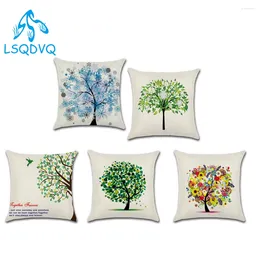 Pillow Decorative Throw Case Garden Small Fresh Cartoon Life Trees Plant Polyester Cover For Sofa Car Chair