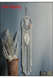 Ins Chic Bohmian Wall Hanging Tapestry Leaves HandWoven Cotton Dreamcatcher Decorative Home Pendant Tapestry Boho Decor Macrame3013080