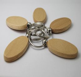 Wholesale 50pcs Oval Blank Wooden Key Chain DIY Promotion Customised Key s Car Promotional Gift Key Ring-Free shipping7069989