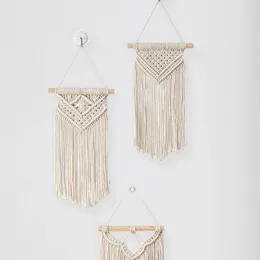 Decorative Figurines 1Pcs Macrame Handwoven Bohemian Cotton Rope Boho Tapestry Home Decor Creamy-White Wall Hanging Decoration Art