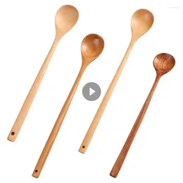 Spoons Solid Wood Soup Cooking Coffee Tea Stirring Portable Wooden Spoon For Kitchen Utensils Table
