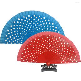 Decorative Figurines European Wedding Hand Fans Chinese Round Dot Folding Fan Vintage Dance Wooden Accessories For Home Decor Japanese