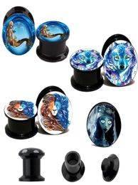 lion wolf mermaid logo Mixed Style 10 PCS Piercing Jewellery Ear Plugs acrylic Ear Tunnels Body Jewellery Stretchers big Earring6261862