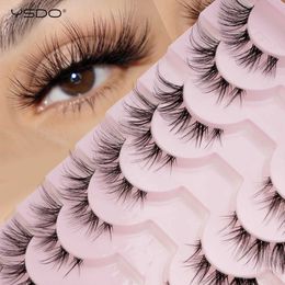 False Eyelashes YSDO cat eyelashes 3/10 pairs of fluffy and soft volume artificial 3D mink fur natural cross eyelash extension false makeup Cilios Q240510