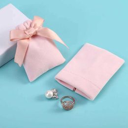 Gift Wrap 10 beige pink velvet Jewellery packaging bags small gift ribbons drawstring necklaces bracelets storage bagsQ240511