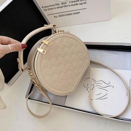 Shoulder Bags 2024 Fashion Embossed Small Round Bag Portable Lady Pure Color Temperament Trend Messenger Female