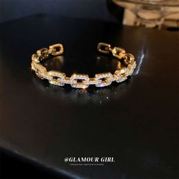 New super-flash elegant high-end bracelet fashionable bracelet real gold plated zircon chain open women's bracelet