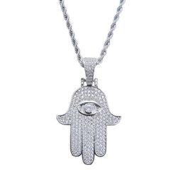 FashionHamsa hand pendant necklaces for men women Hand of Fatima diamonds necklace Judea Arab Religious Protector jewelry real go3974331