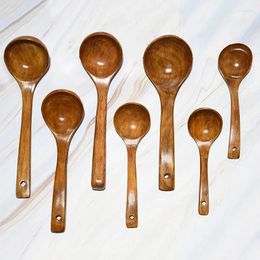 Spoons 1PC Natural Wooden Long Handle Large Soup Scoops Cooking Scoop Ramen Rice Spoon Ladle Catering Tableware Kitchen Utensil