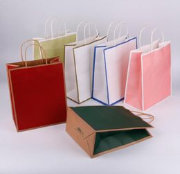 Multifunction Colorful Kraft Paper Wrap Bag Durable Handles Festival High Quality Shopping Handbag Birthday Wedding Gift bags Cust7765990