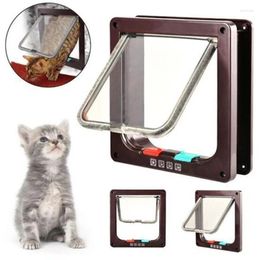 Cat Carriers Dog Flap Door With 4 Way Lock Security ABS Plastic S/M/L Animal Small Pet Gate Supplies