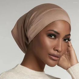 Scarves Stretch Mercerized Cotton Bottom Small Hat Hood Muslim Sweatshirt Islamic Bandana Women's Coffee