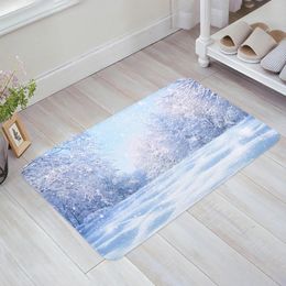 Carpets Snow Forest Snowflake Plant Leaves Kitchen Floor Mat Living Room Decor Carpet Home Hallway Entrance Doormat Anti Slip Rug