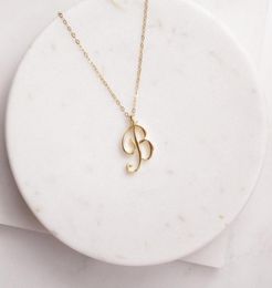 Silver Small Swirl Initial Alphabet Capital Letter Necklace All 26 English AT Cursive Luxury Monogram Name Word Text Character Pe9602409