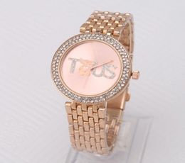 Rose gold High quality Designer watches luxury watch Men and women butterfly clasp Quartz watch TOUS Brand Diamond bezel Fashion a5910389