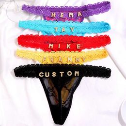 Briefs Panties Sexy Lace Personty Custom Name Letter Women Panties G String Briefs Mesh Thong Erotic Underwear Low Waist Female Intimates T240510