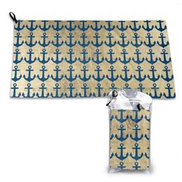 Towel Navy Blue Faux Gold Modern Anchor Pattern Quick Dry Gym Sports Bath Portable Cryptomonnaie Currency Etherum Zcash