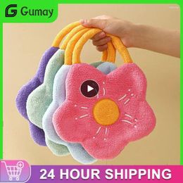 Towel Hand Absorbent 2024 Flower Shape Embroidered Handkerchief Kitchen Accessories Rag Coral Fleece Household