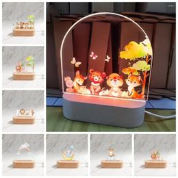 Table Lamps Unique Animal LED Acrylic Lamp DIY Resuable Wood Base Christmas Gift USB Powered Night Light Desks