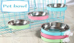Hanging Pet Bowl Can Hang Stationary Stainless Steel Cage Bowls Puppy Feeding Food Dish Cat Drinking Water Feeder3758183