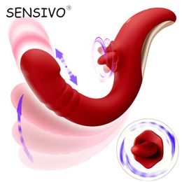 Other Health Beauty Items SENSIVO 2 in 1 Clitoral Vibrators for Wome 360 Rotation Tongue Thrusting Massager Female Dildo Vagina Marbator Adult Toys T240510