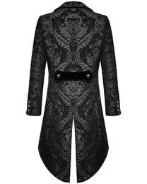 Ethnic Clothing Classic Devil Mens Gothic Steampunk Coat Black Brocade Wedding European ClothingL2405