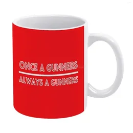 Mugs ONCE A GUNNERS ALWAYS White Mug To Friends And Family Creative Gift 11 Oz Coffee Ceramic Coyg Come On You Gunn