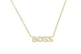 100 925 sterling silver Customised letter necklace BABY BOSS cz paved Alphabet minimal delicate necklaces for women 02083254394