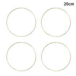 Decorative Flowers 4pcs DIY Wreath Circle Wedding Wall Hanging Home Decor Metal Rings Birthday Dream Catcher Gold For Macrame Crafts Floral