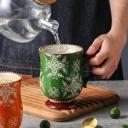 Mugs Cup Children Ceramic Christmas Japanese Coffee Mug Creative Juice Water Couple Oatmeal Hand-painted Household
