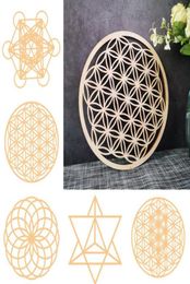 Party Decoration Sacred Geometry Flower Of Life Energy Mat Wood Slice Base Purification Crystals Healing Disc As For Home Wall Dec8403641