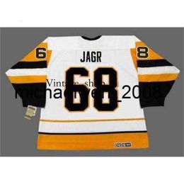 Vin Weng JAROMIR JAGR 1992 CCM Vintage Home Hockey Jersey All Stitched Top-quality Any Name Any Number Any Size Goalie-Cut