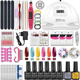 Nail Art Kits Nail Set UV LED Lamp Dryer Nail Drill Machine Manicure Set Nail Art Decoration Nail Gel Polish Set Soak-off Nail Art Tools Kit T240510