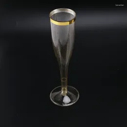 Disposable Cups Straws -Plastic Champagne Flutes With Gold Glitter And Rim Reusable Mimosa Glasses For Party Decorations