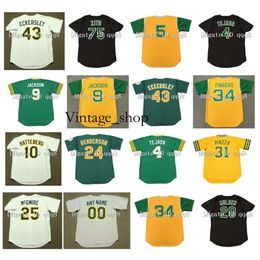 Vin Vintage REGGIE JACKSON Jersey DENNIS ECKERSLEY McGwire BARRY ZITO RICKEY HENDERSON JOSE CANSECO MIGUEL TEJADA ROLLIE FINGERS HATTEBERG Retro