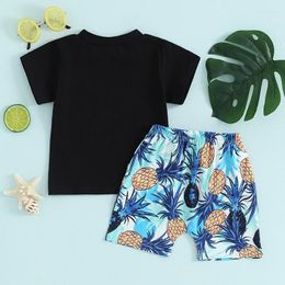 Clothing Sets Toddler Baby Boy Summer Clothes Set Letter Short Sleeve Shirt Pineapple Shorts 2Pcs Hawaiian Vocation Beach Outfits