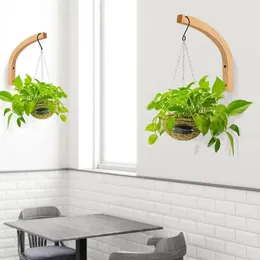 Hooks Plant Hanger With Screws Wall Hook Sturdy Wooden Hangers Space-saving Indoor Hanging For Plants Baskets