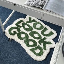 Ins You Look Letters Carpet Plush Soft and Fluffy Bedding Aesthetics Home Decoration Anti slip Absorbent Bathroom Door Mats 240510