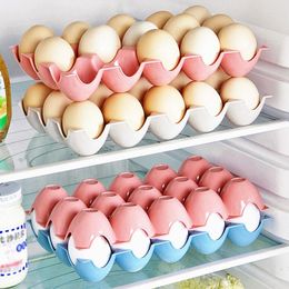 Storage Bottles 24/15 Grid Kitchen Refrigerator Egg Box Practical Creative Eggs Holder Plastic Tray Stackable Shelf Case Organi