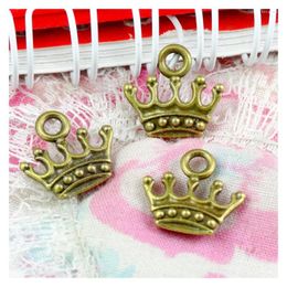 Charms 80Pcs/Lot Jewellery Making DIY Handmade Craft Antique Bronze Plated 14 13MM Crown Pendant