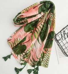 New Cotton Print Leaves Scarves Women Beach Towel Scarf Female Shawls Cape Beach Scarves Women Scarf Beach Cover Up Wrap Sarong 183569942